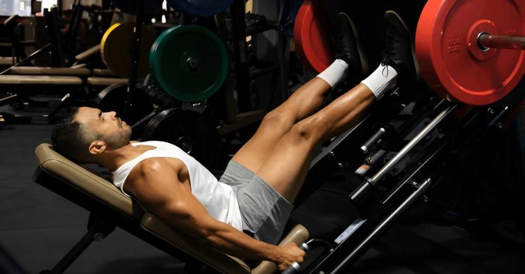 A man performing a leg press