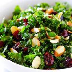 Kale Salad with Cranberries, Almonds, Goat Cheese